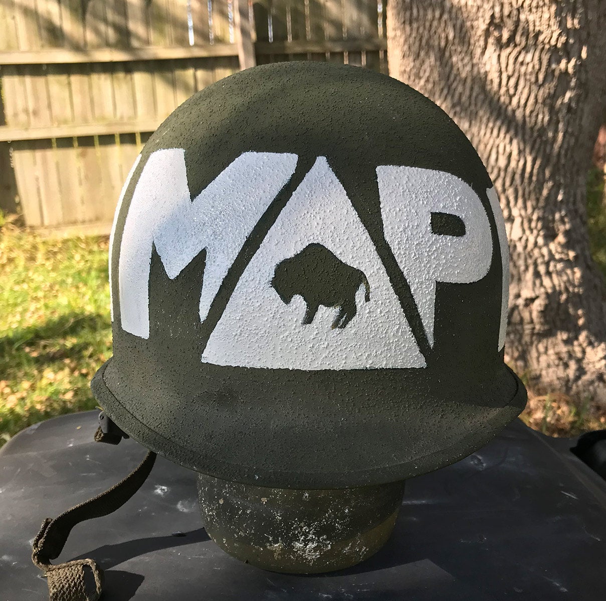 buffalo soldier motorcycle helmet US ARMY BUFFALO SOLDIERS WW2 era Military Police Helmet